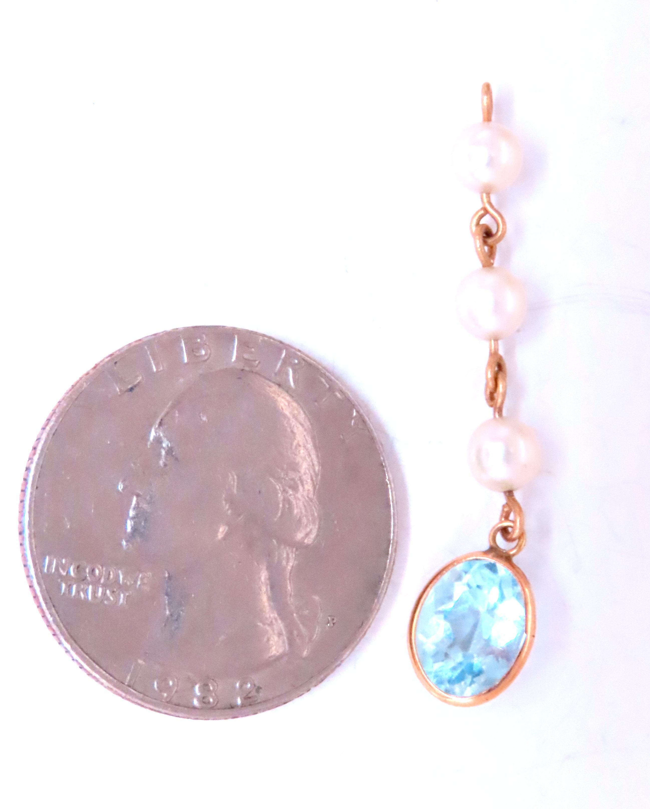 Pendientes de chaqueta colgantes de topacio azul natural de 4 ct.
Topacio azul de 7x5 mm.
Perla cultivada de 4,7 mm
2,5 cm de largo

*Pendientes de chaqueta- necesitarás tus pendientes para usar estos pendientes.
