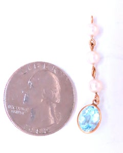 4ct Natural Blue Topaz Dangle Earrings 14kt 65554*