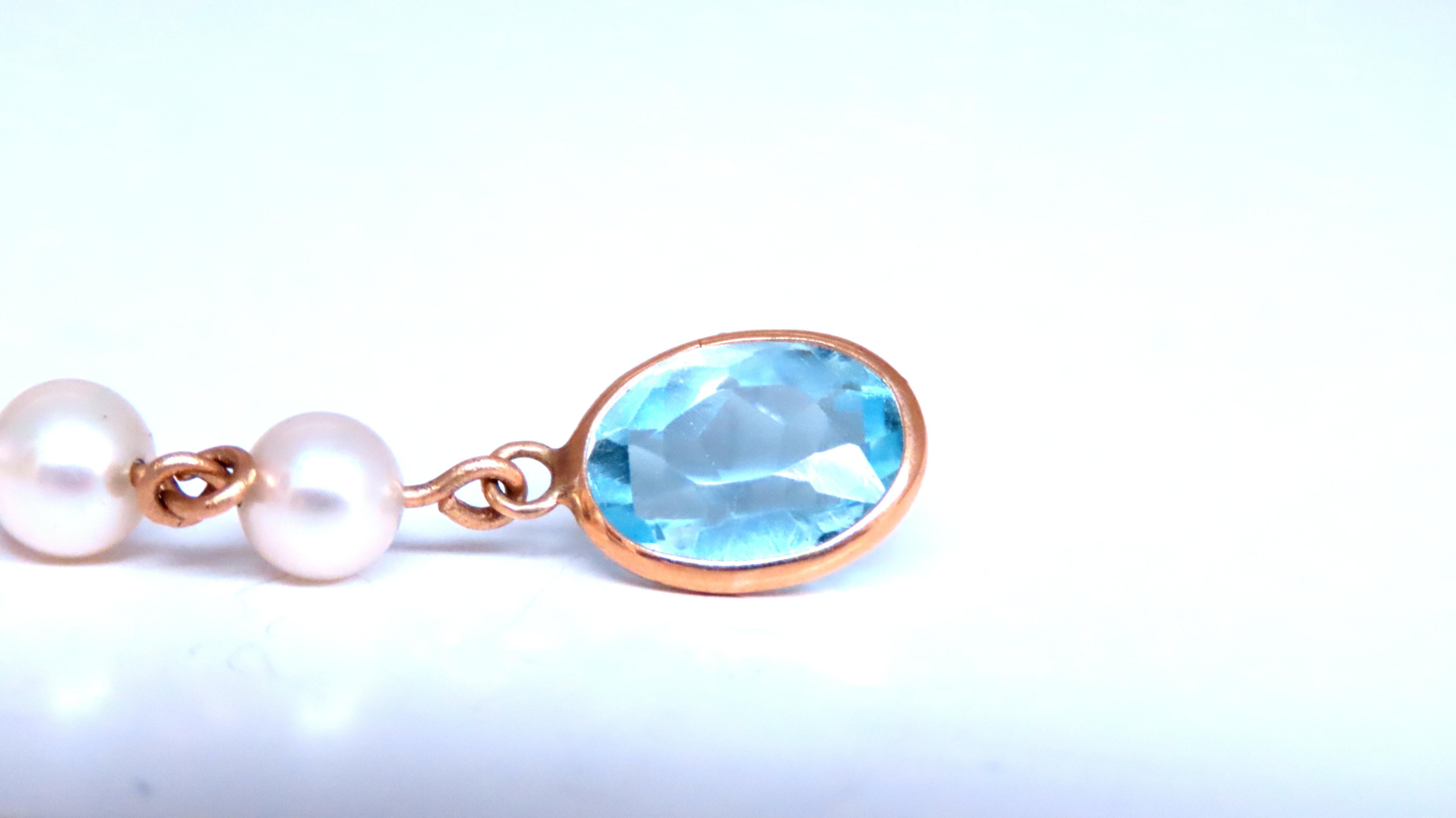 Pendientes Colgantes Topacio Azul Natural 4ct 14kt 65554 Moderno en venta