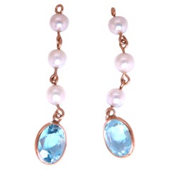Pendientes Colgantes Topacio Azul Natural 4ct 14kt 65554