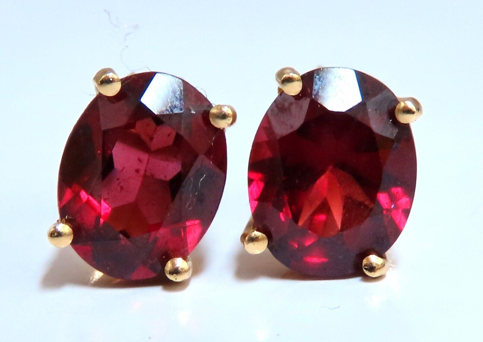 4 Karat natürlicher ovaler roter Granat-Ohrstecker 14 Karat (Herzschliff)