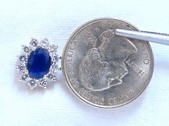 Pendientes Racimo 4ct Zafiro Natural Diamantes Oro 14 Kilates