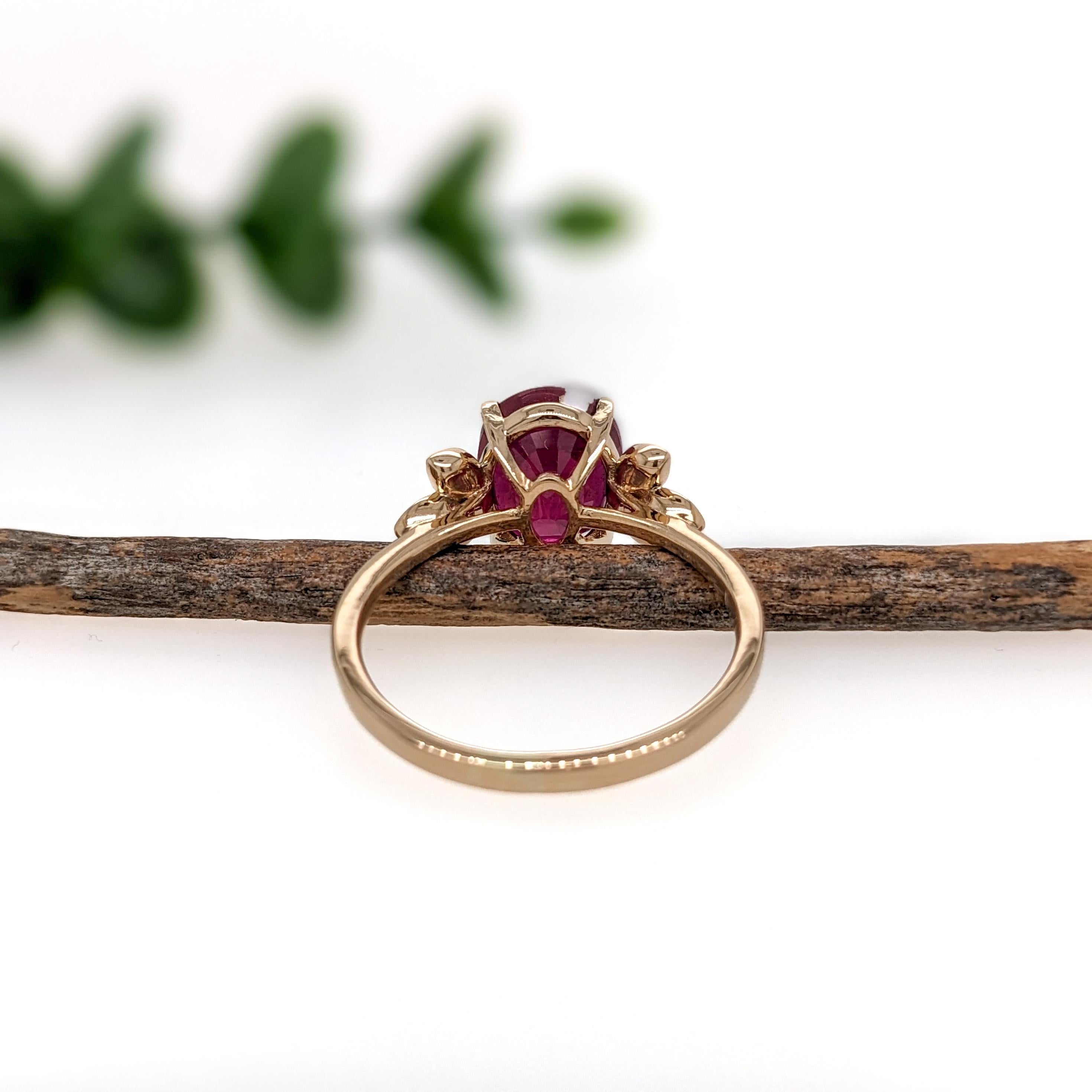 4ct Ruby Ring w Earth Mined Diamond Accents in Solid 14K Yellow Gold Oval 10x8mm In New Condition In Columbus, OH
