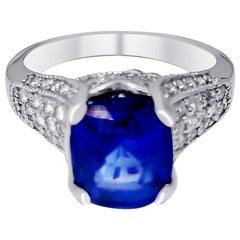 4 Carat Sapphire 14 Karat White Gold Diamond Ring