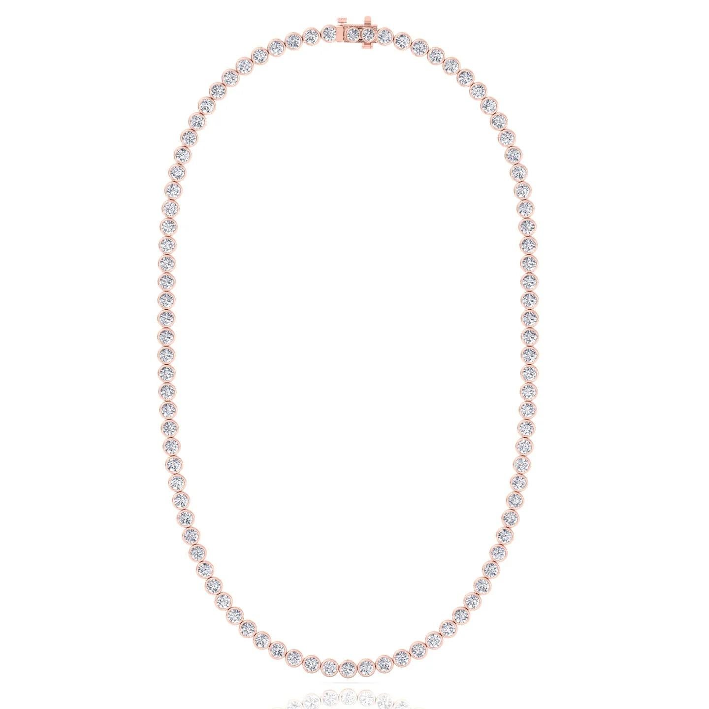 4CT T.W Bezel Set Diamant Tennis Halskette 14K Rose Gold 15