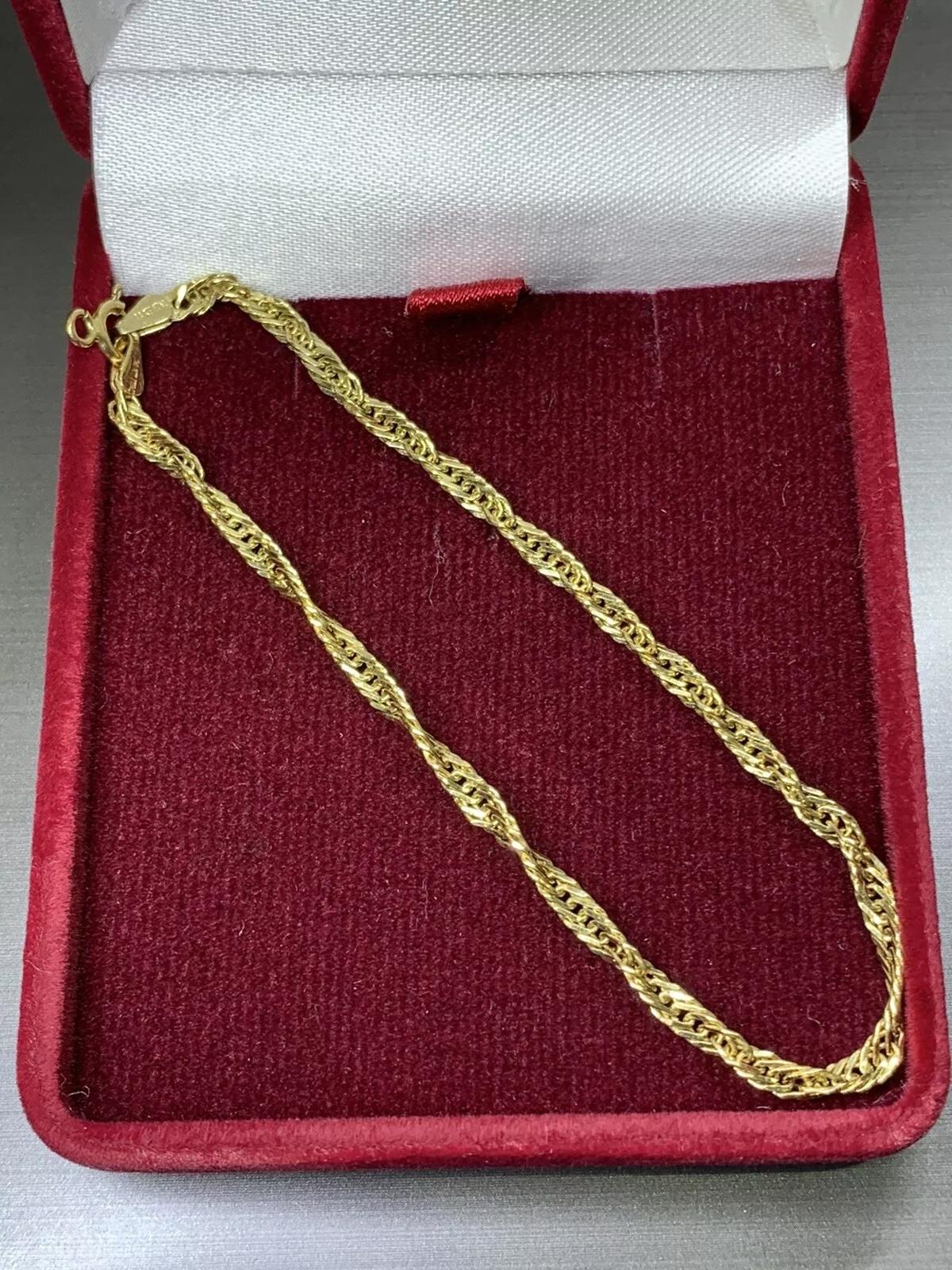 Chaîne torsadée Singapore en or jaune 4 carats Neuf - En vente à London, GB