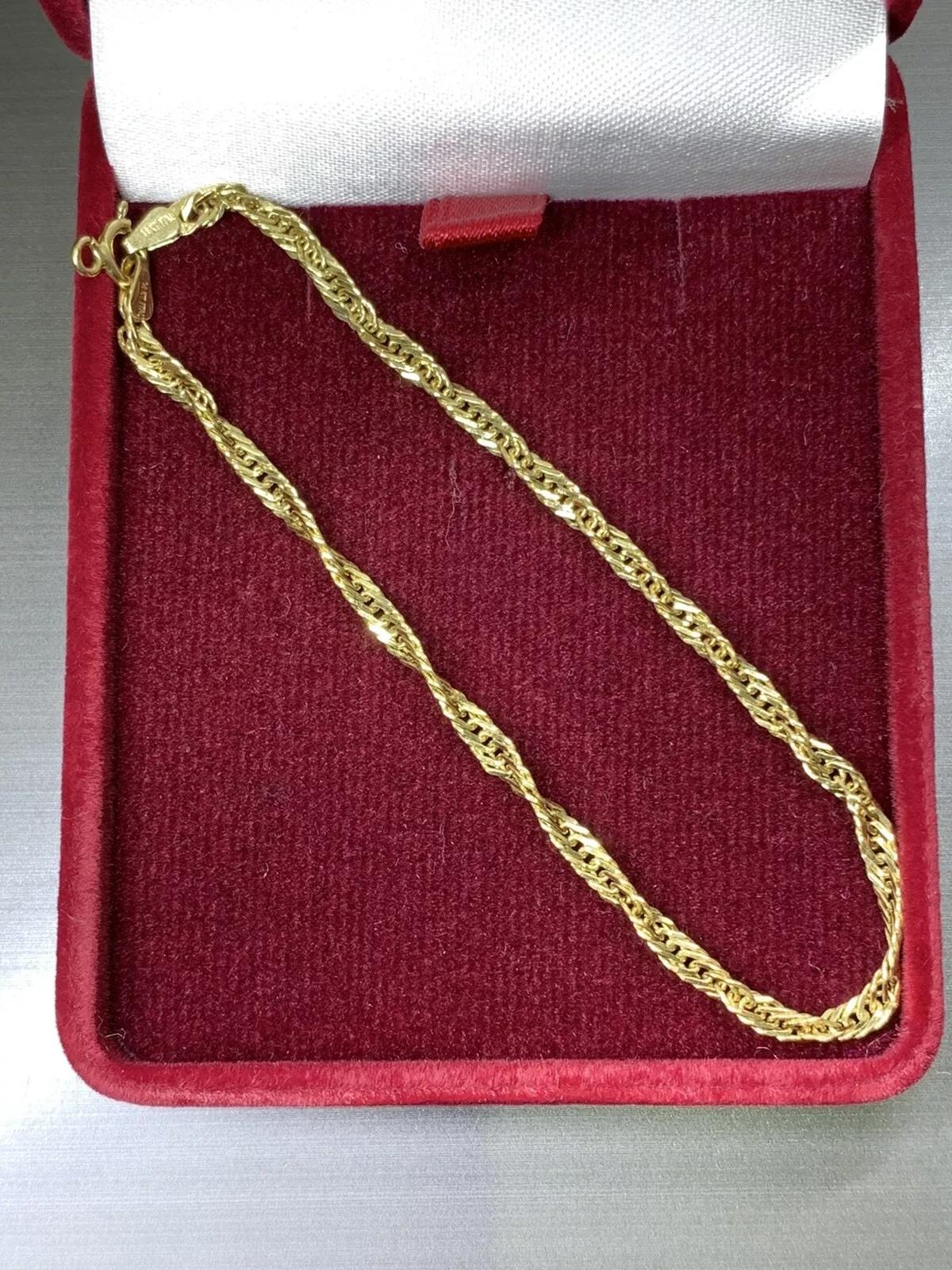 Chaîne torsadée Singapore en or jaune 4 carats Unisexe en vente