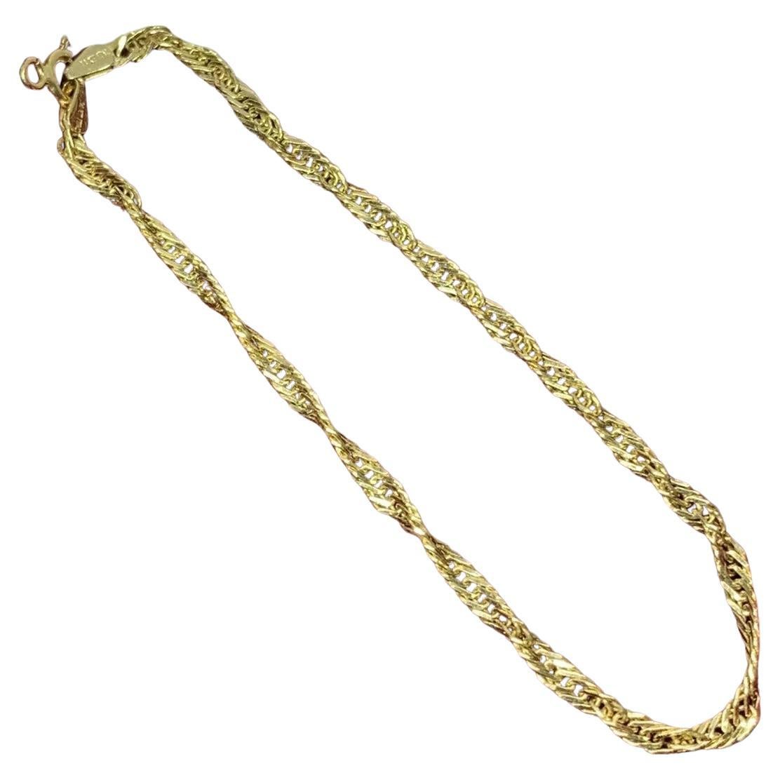 Chaîne torsadée Singapore en or jaune 4 carats en vente
