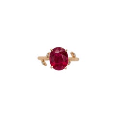 4ct Madagascar Ruby Ring with Natural Diamond Accents in 14K Gold  OV 10x8mm