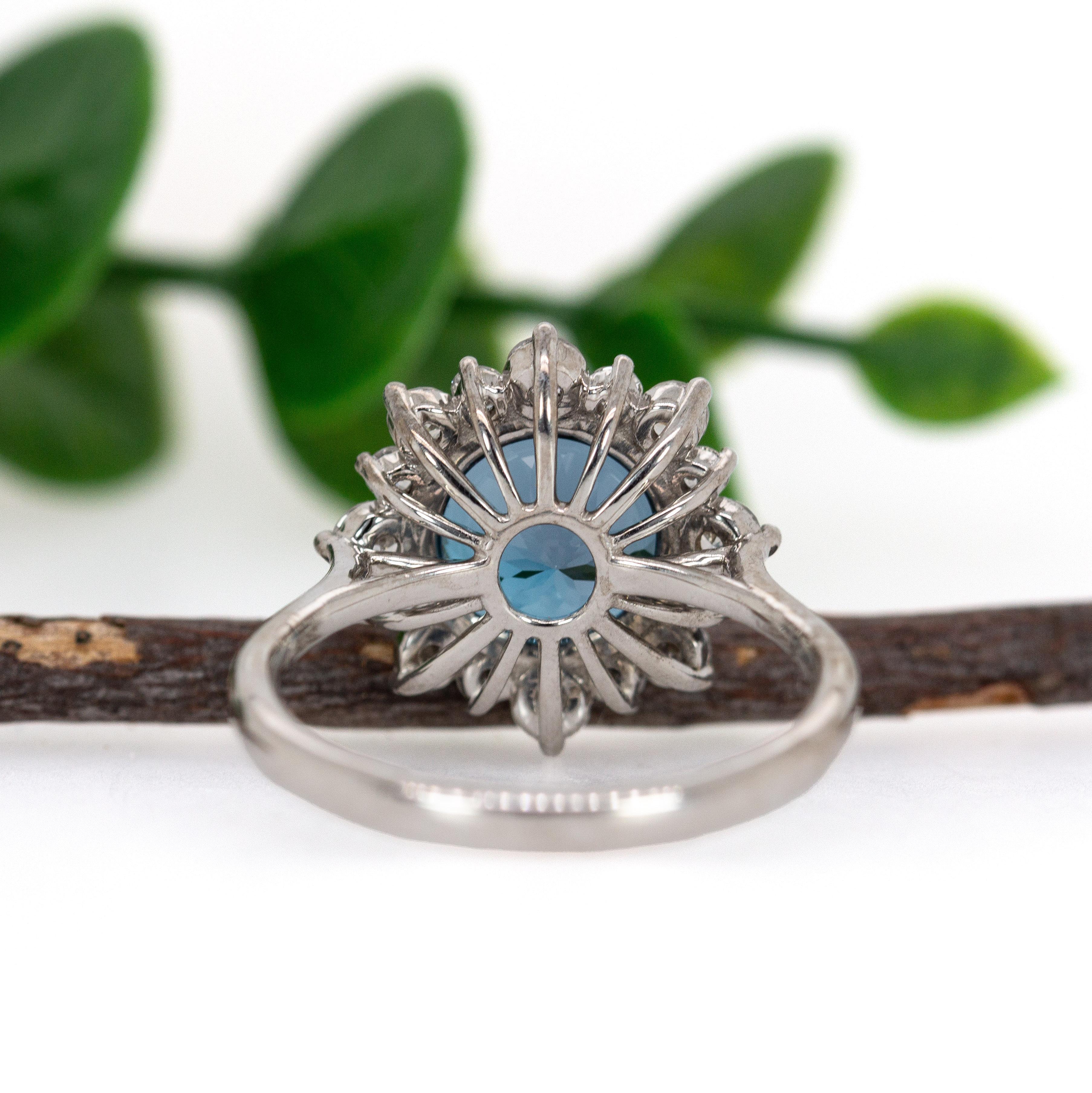 Bague London 4cts avec halo de diamants naturels en or massif 14K  RD 9mm en vente 1