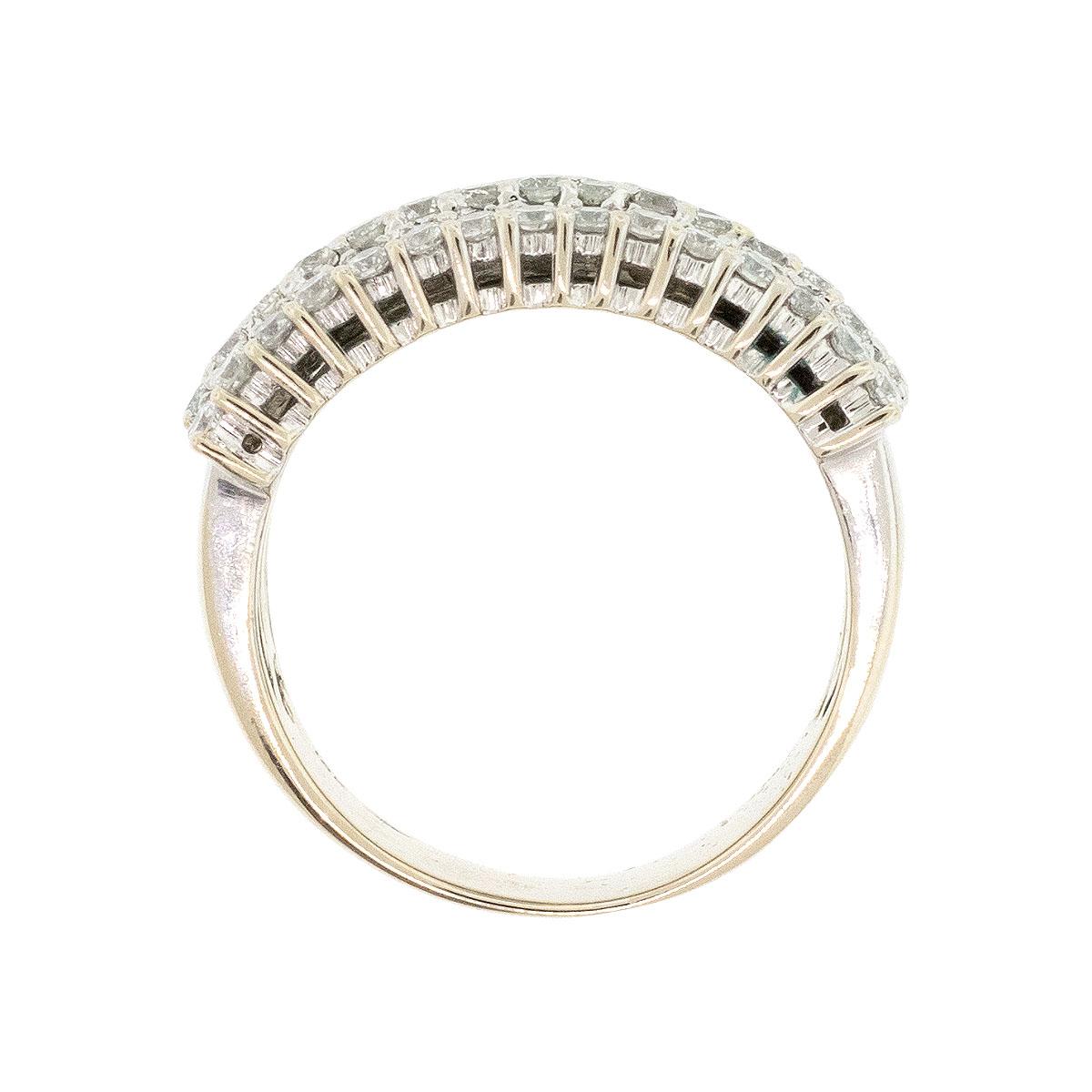 Women's 4ctw Round & Baguette Diamond Wide Ring 14 Karat For Sale