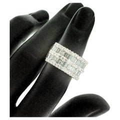 4ctw Runder & Baguette-Diamant Breiter 14 Karat breiter Ring