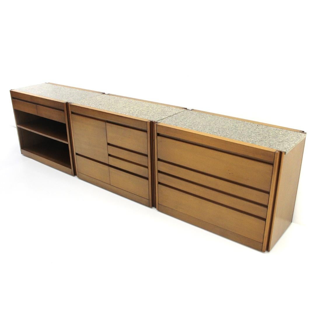 4D Walnut and Marble Sideboard by Angelo Mangiarotti for Molteni, 1960s In Good Condition In Savona, IT