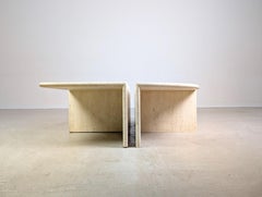 4er Set italienische Midcentury Couchtische Travertin 1970 Vintage