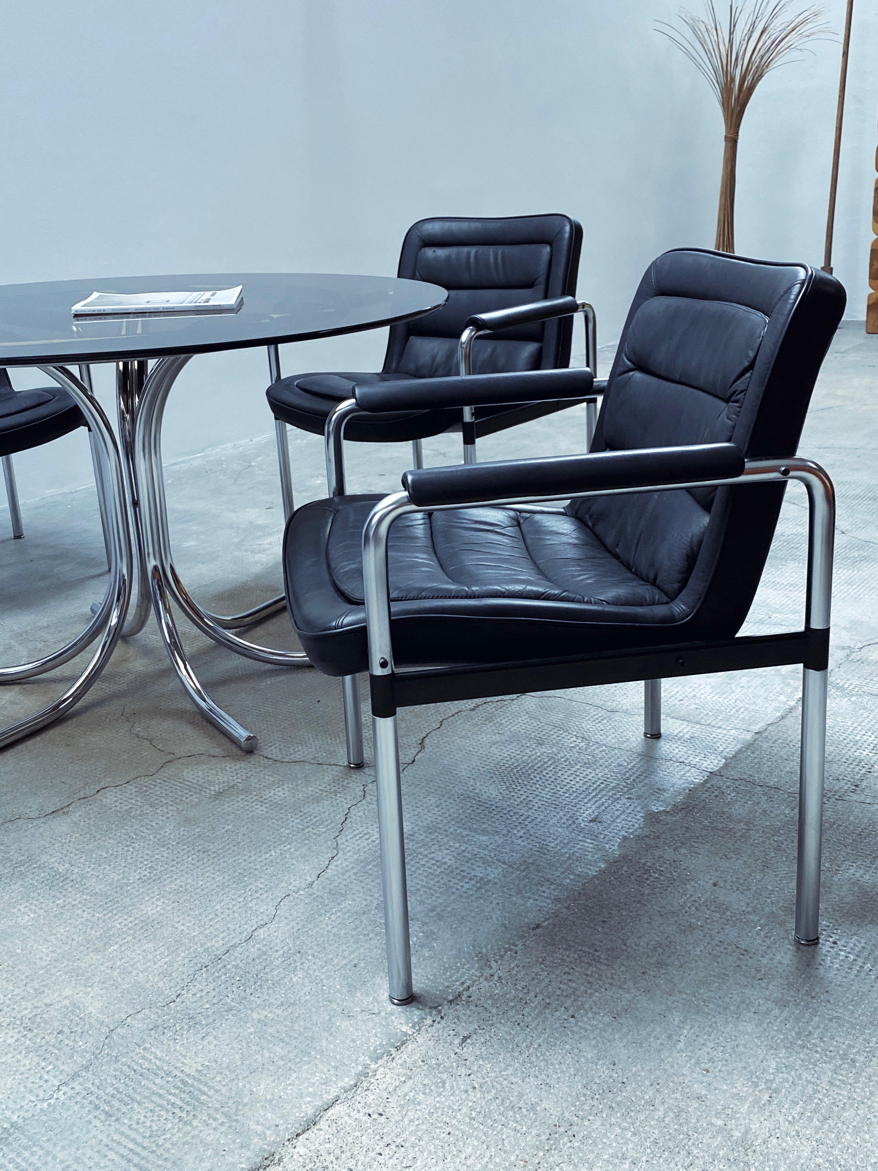 SET OF 4 JØRGEN KASTHOLM FOR KUSCH & Co. „8400“ OFFICE ARMCHAIRS LEATHER 1970s For Sale 6