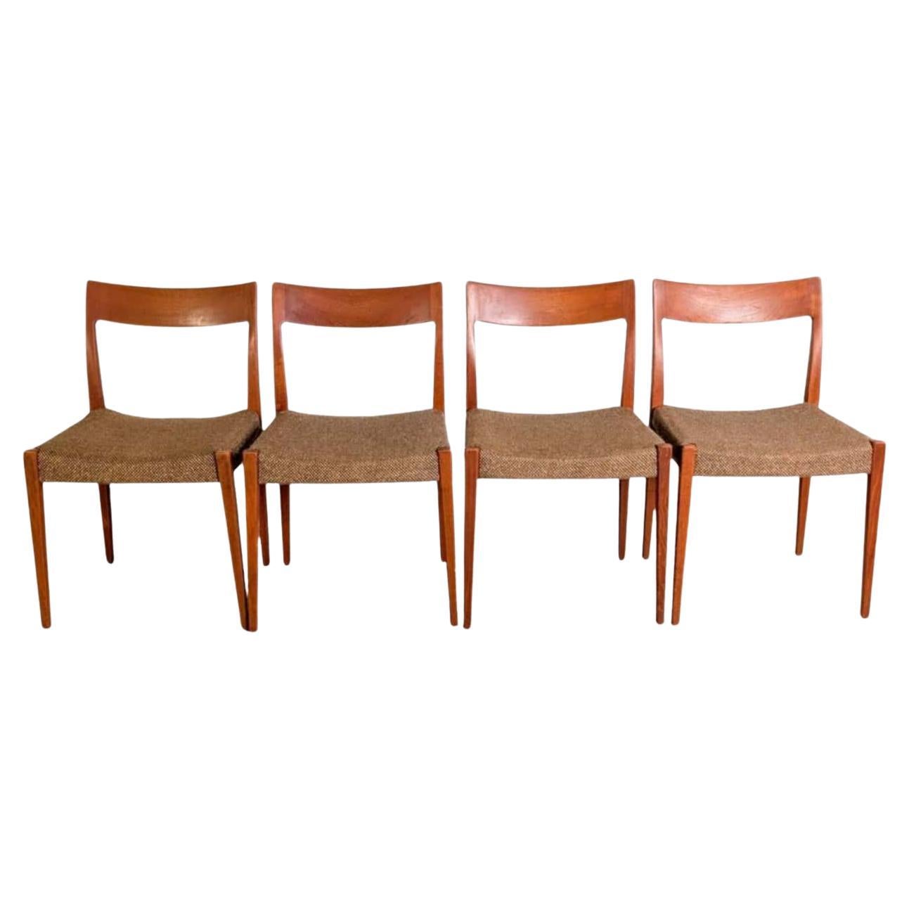 4er Set Kontiki Midcentury Stühle Hugo Troeds Yngve Ekström Teak in vendita