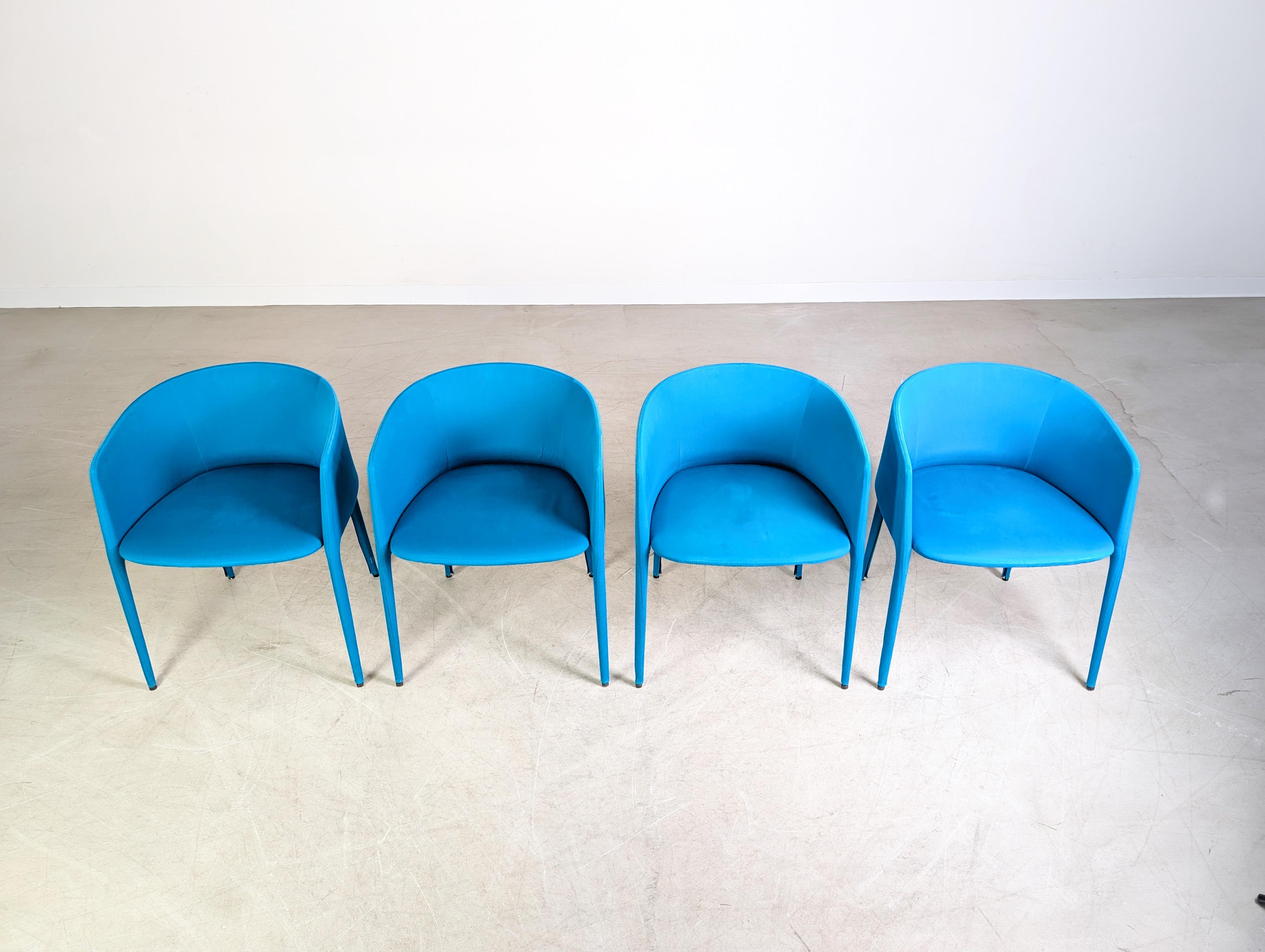 4er Set MDF Italia Achille Sillón Jean-Marie Massaud Design Stuhl Posmoderno en venta