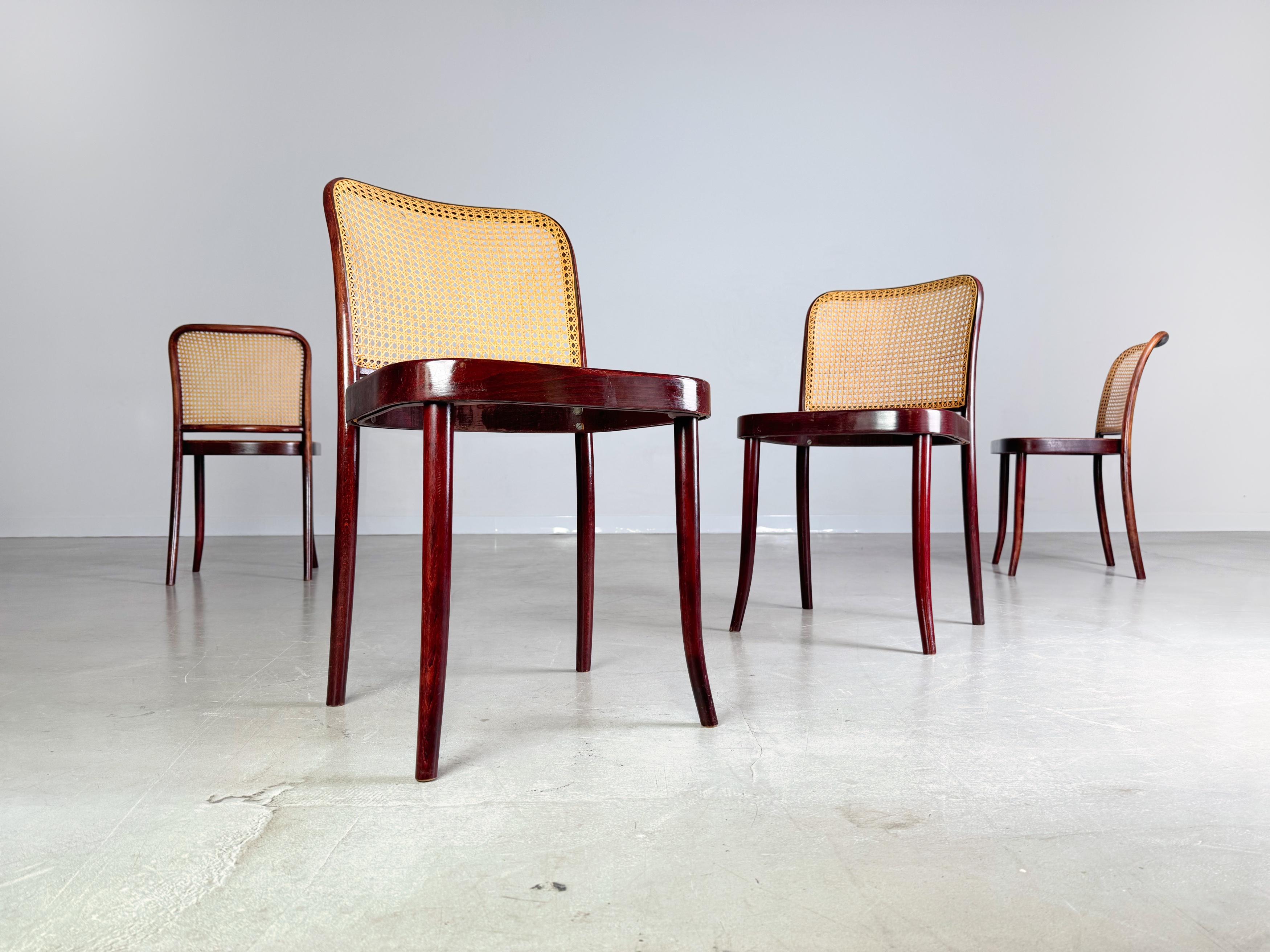 4er Set Mid Century Stühle Thonet Modell 811 Josef Hoffmann (Moderne der Mitte des Jahrhunderts) im Angebot