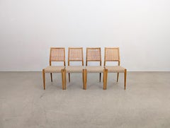 4er Set Midcentury Stühle Birke Rohrstock Geflecht Vintage Design