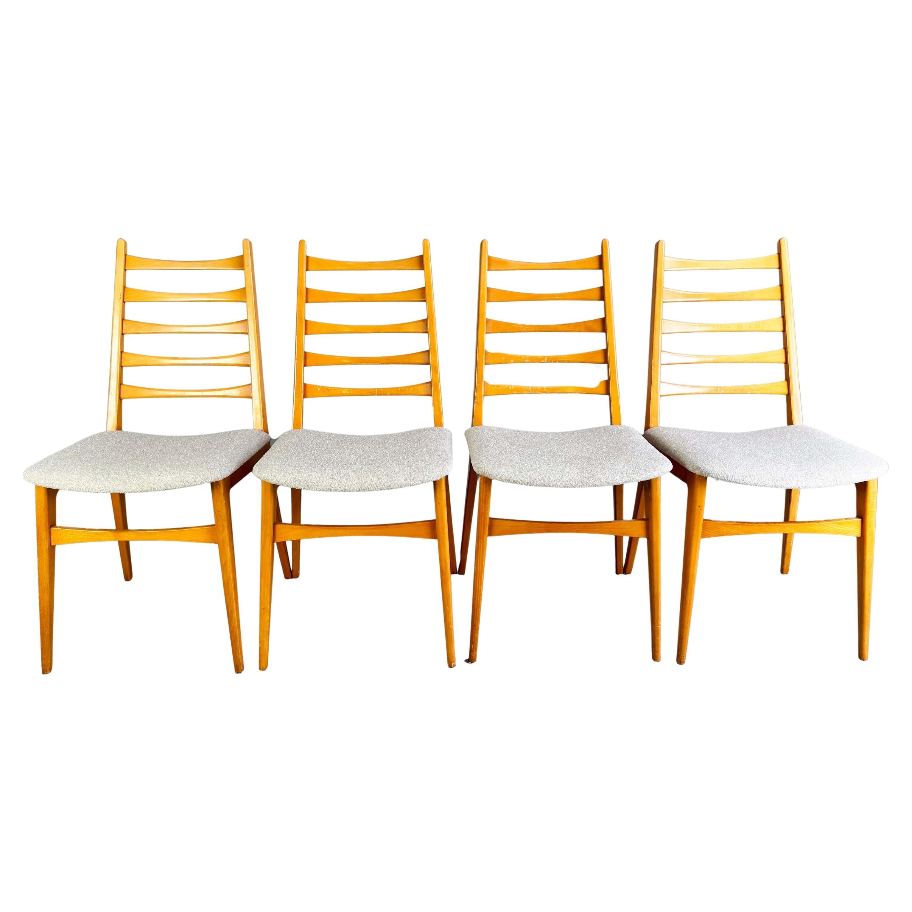 4er Set Midcentury Stühle Vintage Holz Stuhl 1960 Bouclé