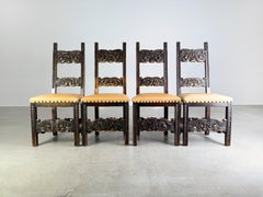 4er Set Neobarock Stühle Historismus Leder antik Stuhl Gründerzeit