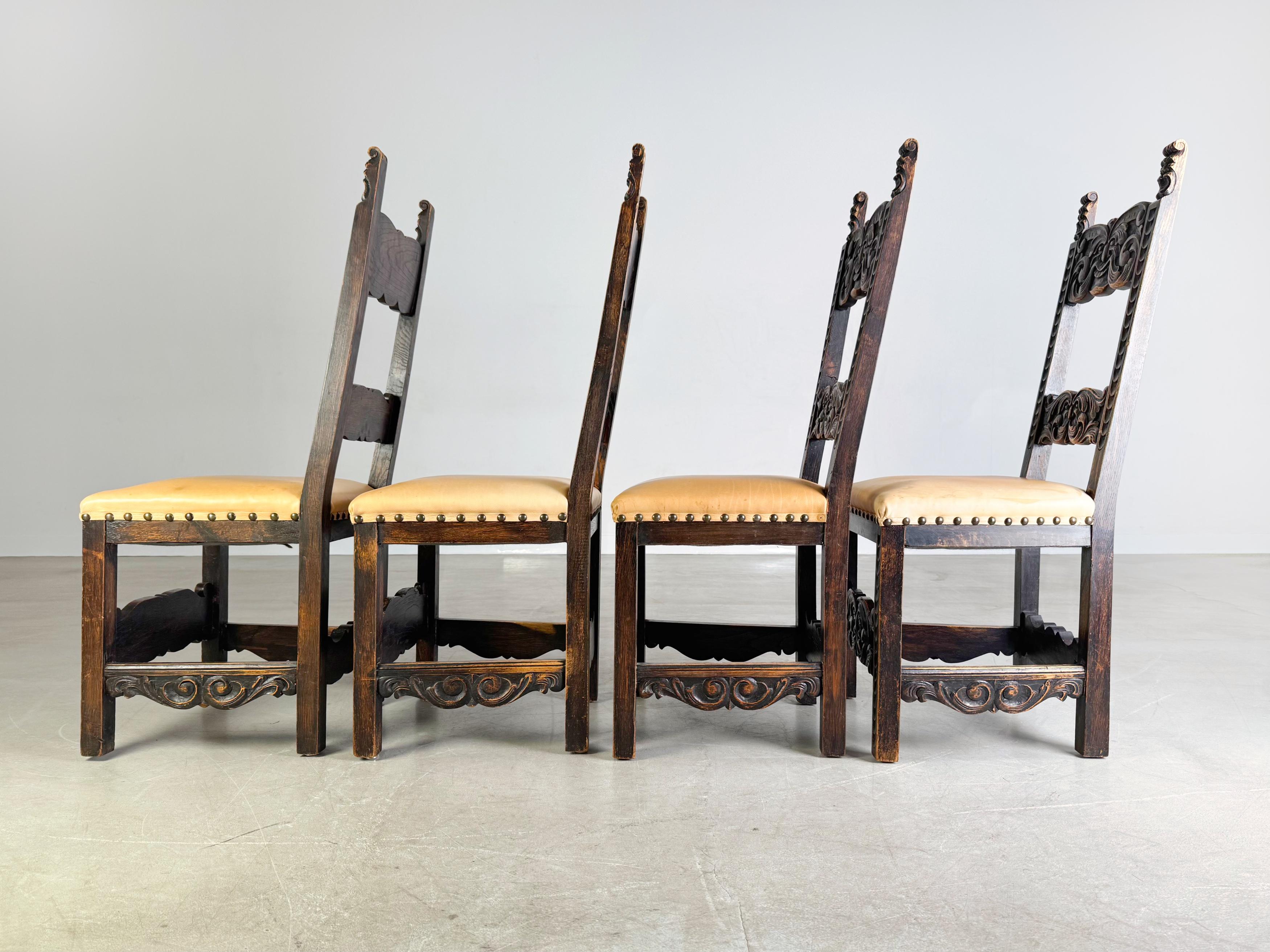 4er Set Neobarock Stühle Historismus Leder antik Stuhl Gründerzeit Cuero en venta
