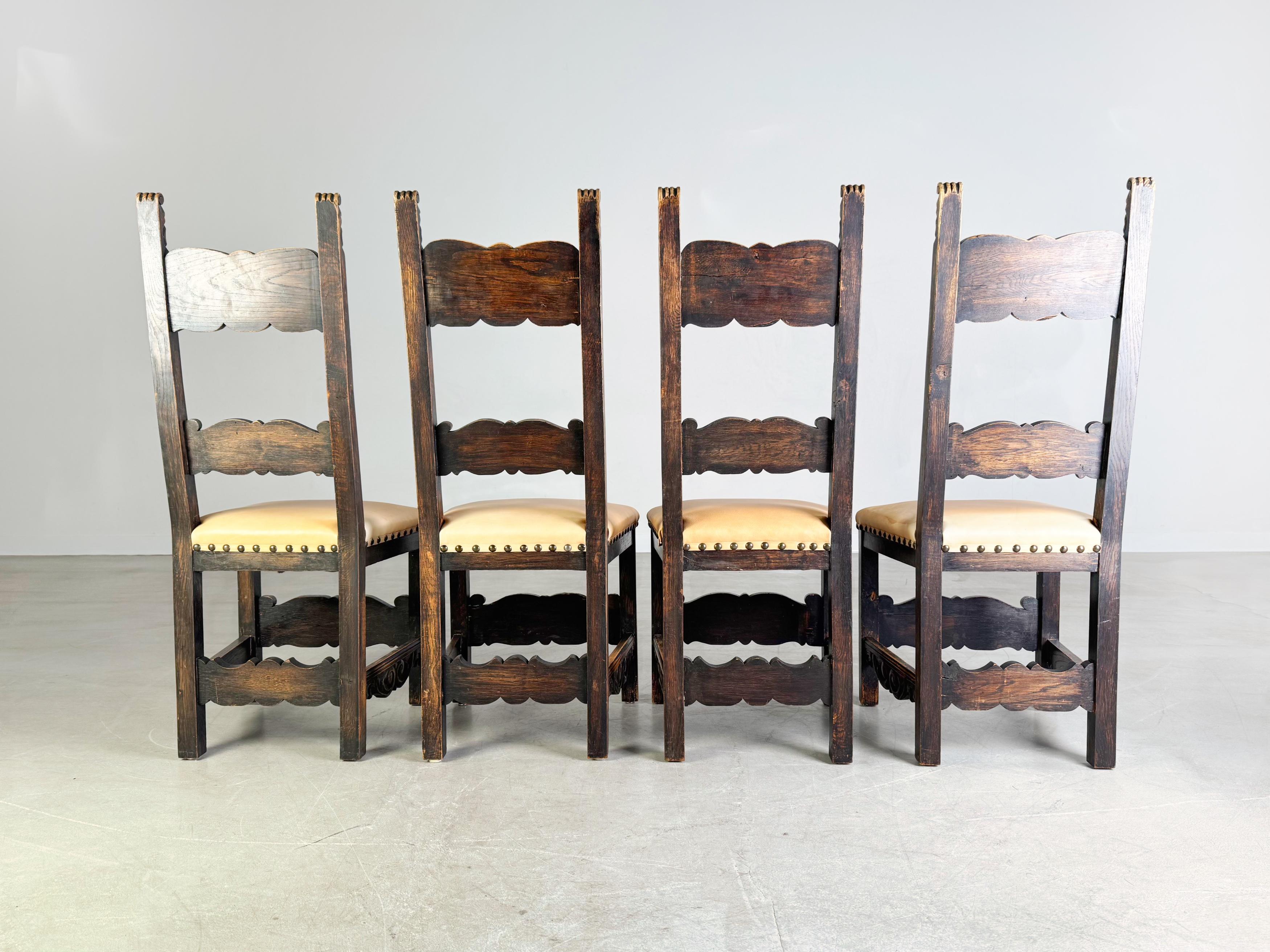 4er Set Neobarock Stühle Historismus Leder antik Stuhl Gründerzeit en venta 1