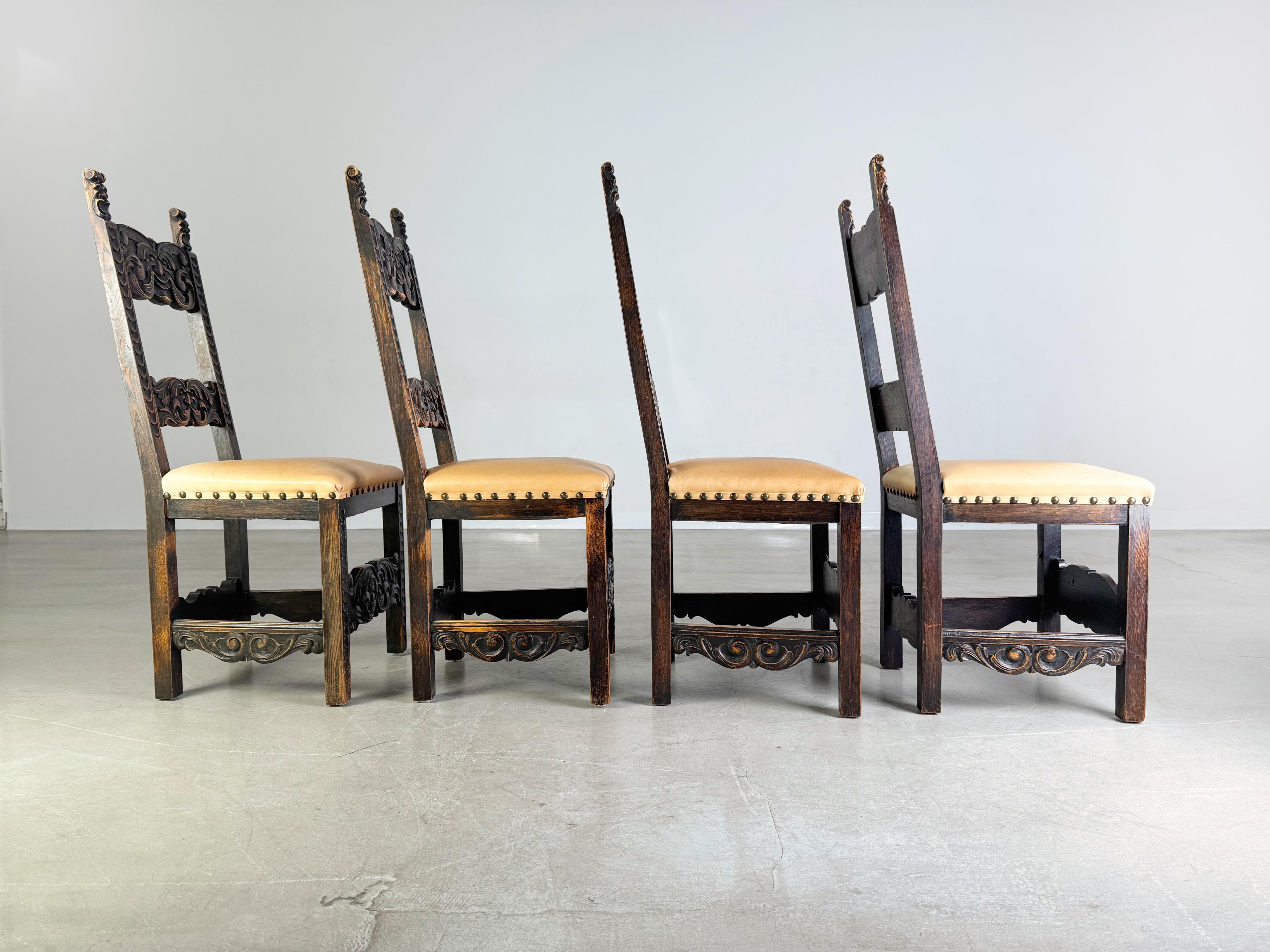 4er Set Neobarock Stühle Historismus Leder antik Stuhl Gründerzeit en venta 2