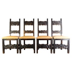 4er Set Neobarock Stühle Historismus Leder antik Stuhl Gründerzeit