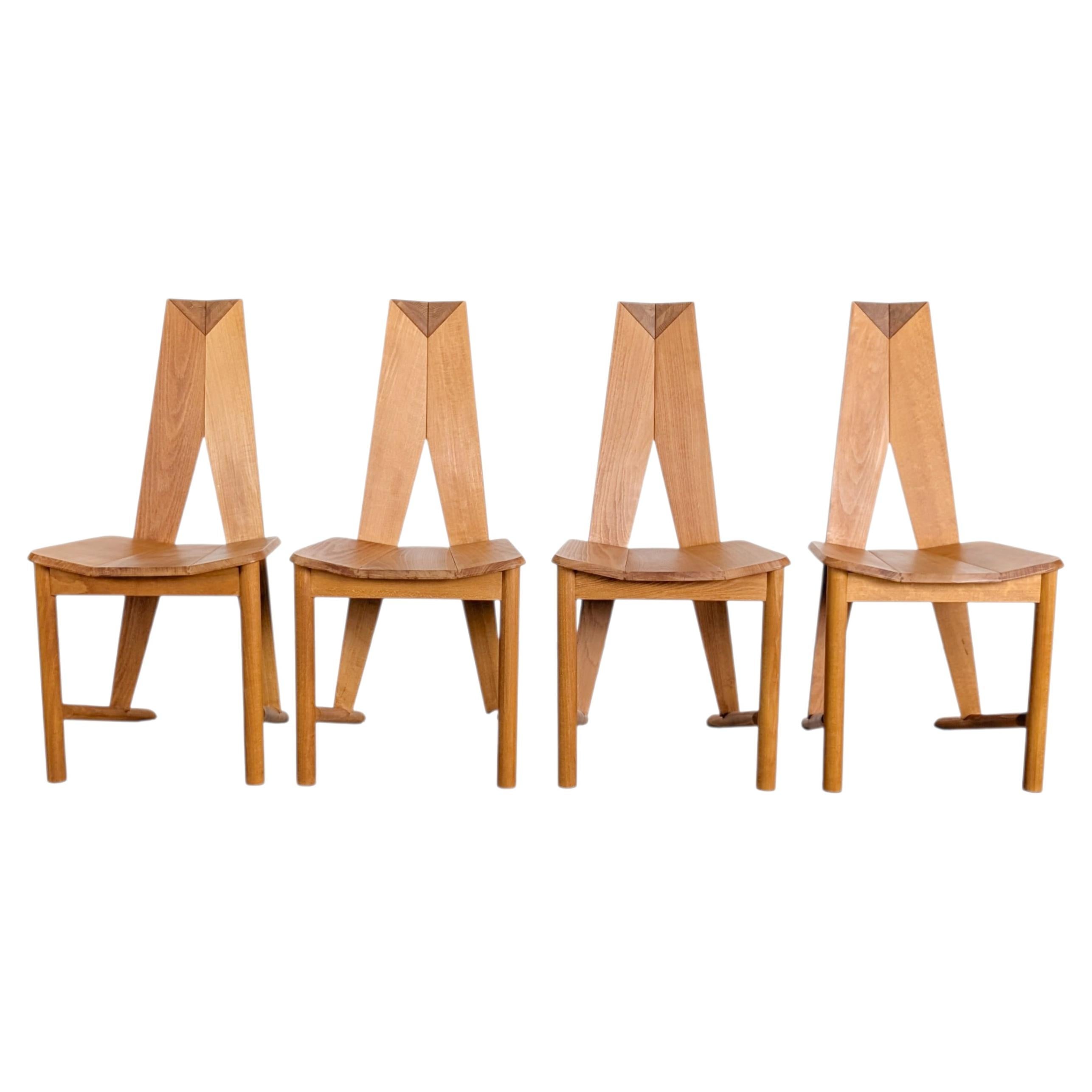 4er Set Original Design Stühle Seltz Søren Nissen Ebbe Gehl Buche For Sale