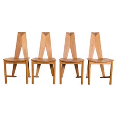 Juego de 4 sillas de diseño original de Seltz, Søren Nissen & Ebbe Gehl, en madera de haya
