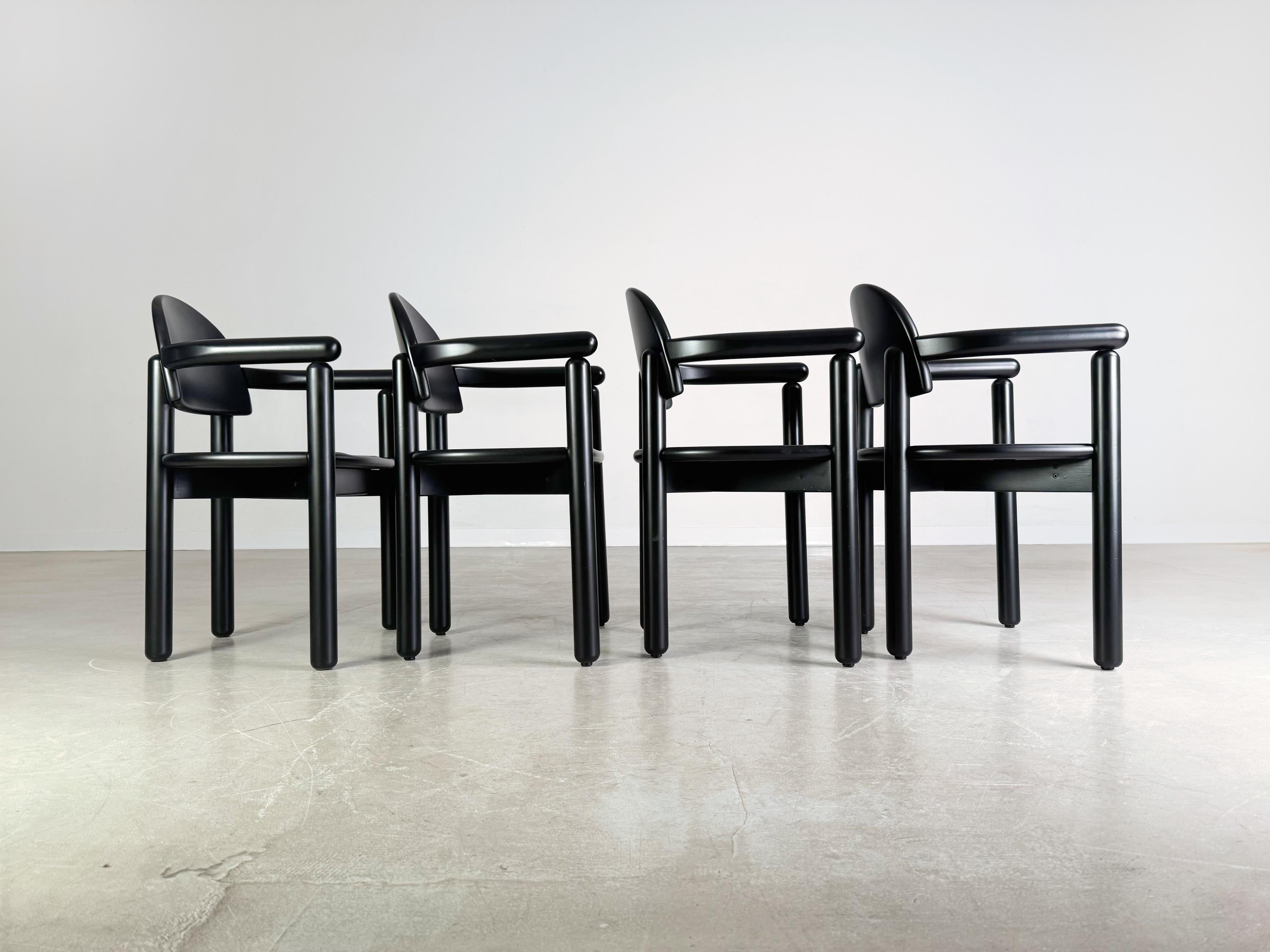 4er Set Original Vintage Rainer Daumiller Stühle schwarz ähnl. Gubi im Angebot 1