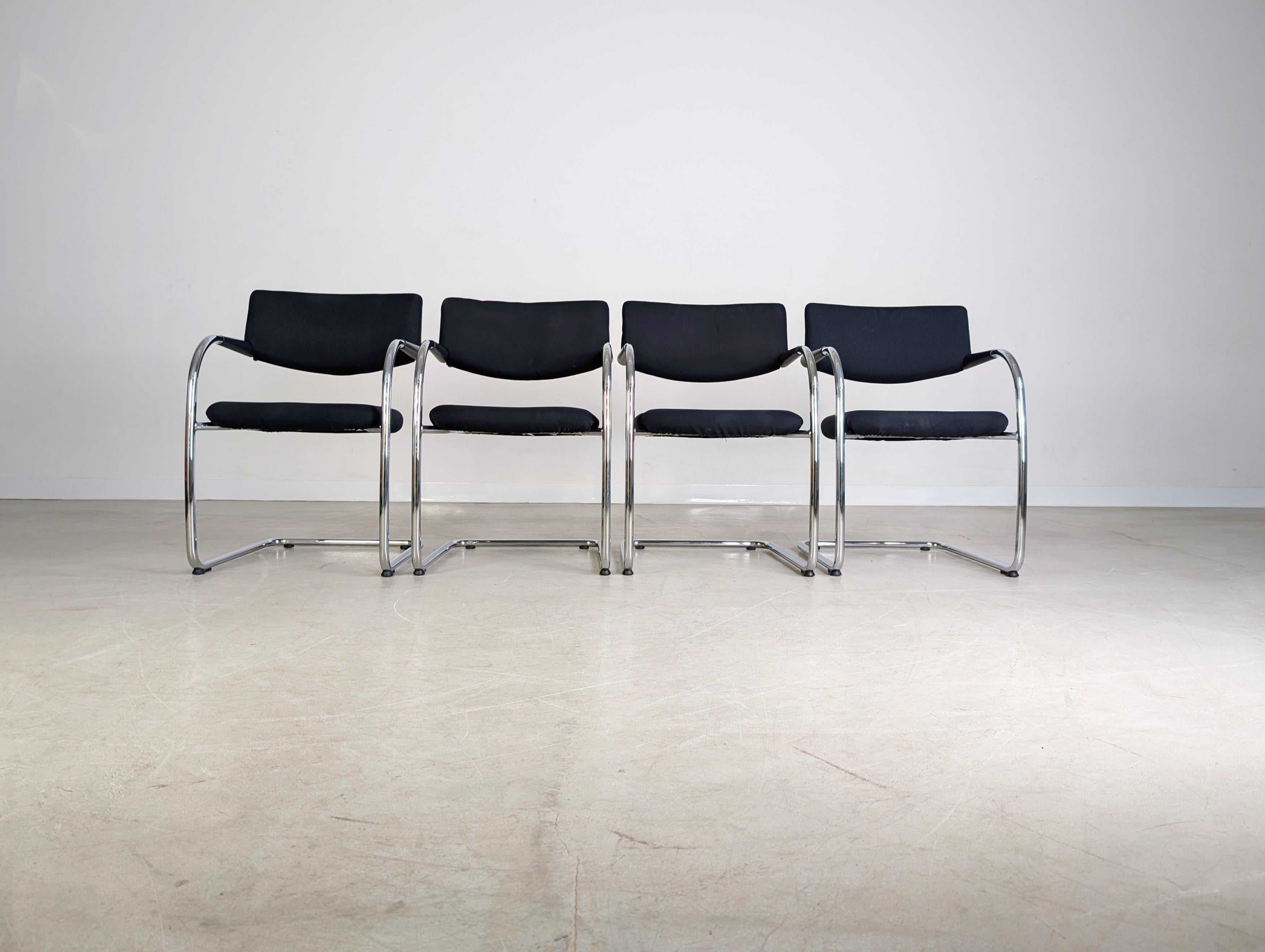 4er Set Original Vitra Visavis Stühle Stapelstuhl Freischwinger MwSt en venta 2