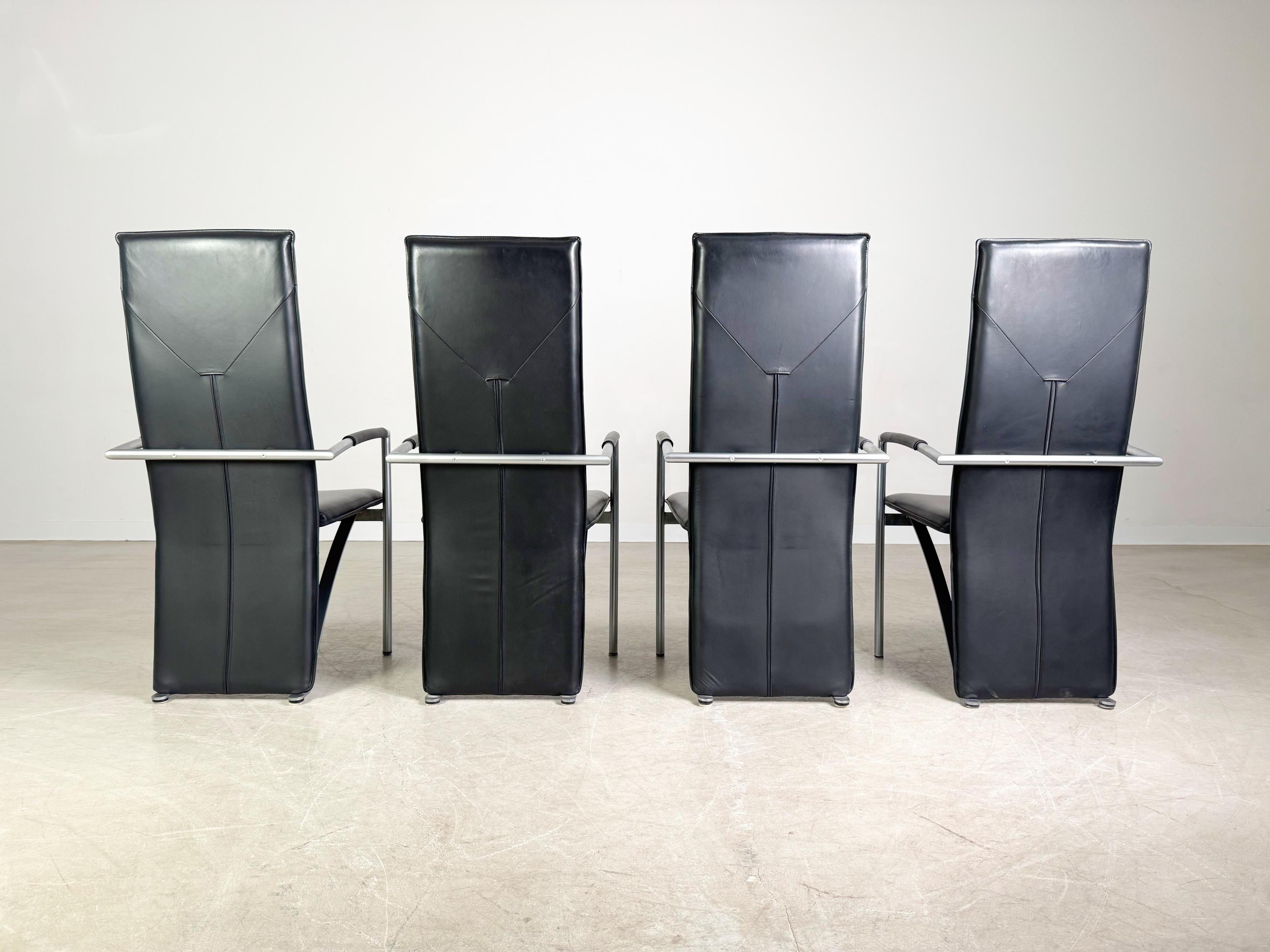 4er Set Ronald Schmitt RST 4 Stühle Leder Design Stuhl Armlehnen en Bueno estado para la venta en Berlin, DE