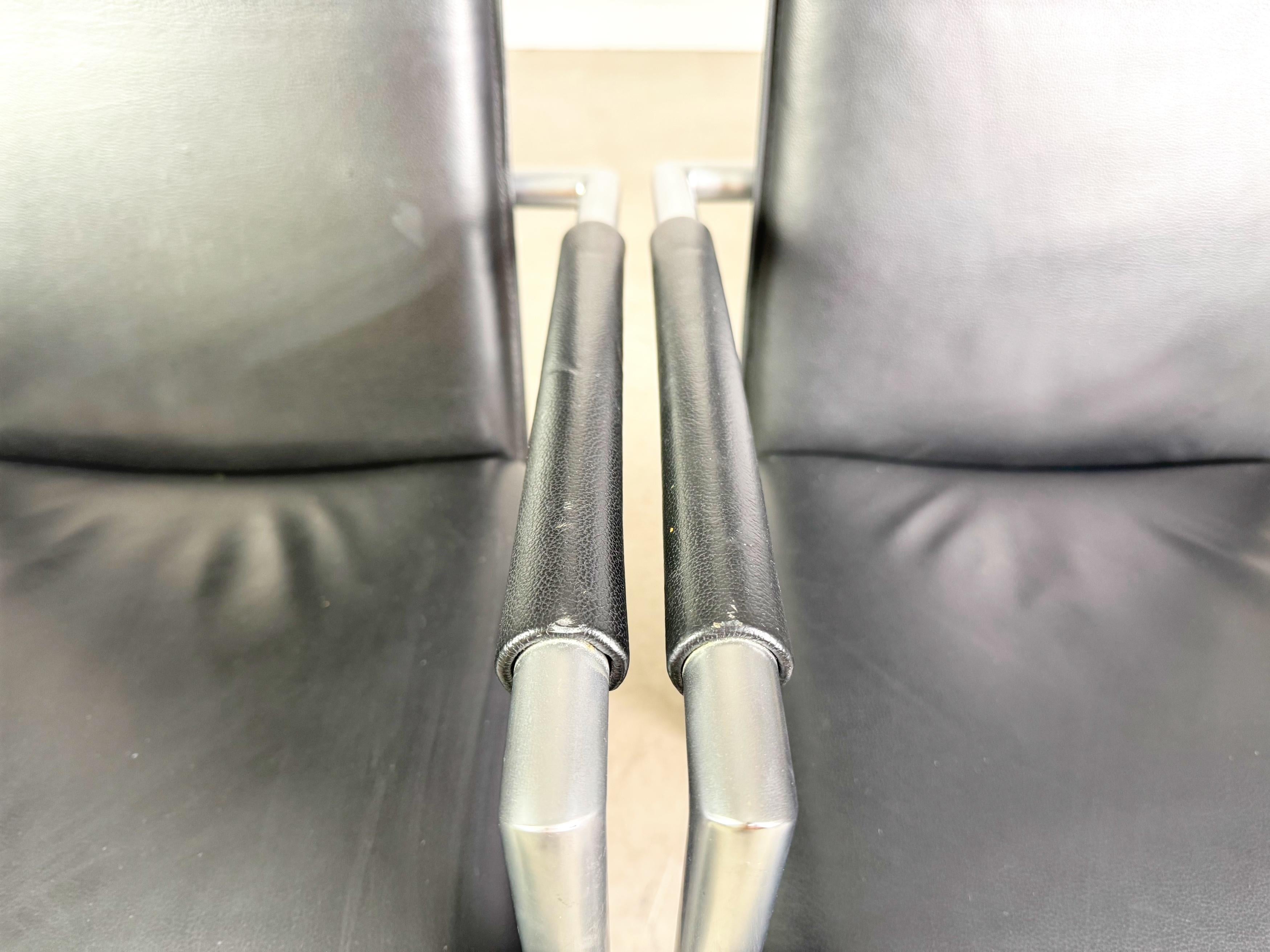 4er Set Ronald Schmitt RST 4 Stühle Leder Design Stuhl Armlehnen en venta 2