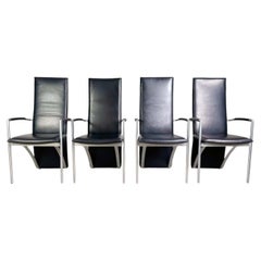 4er Set Ronald Schmitt RST 4 Stühle Leder Design Stuhl Armlehnen