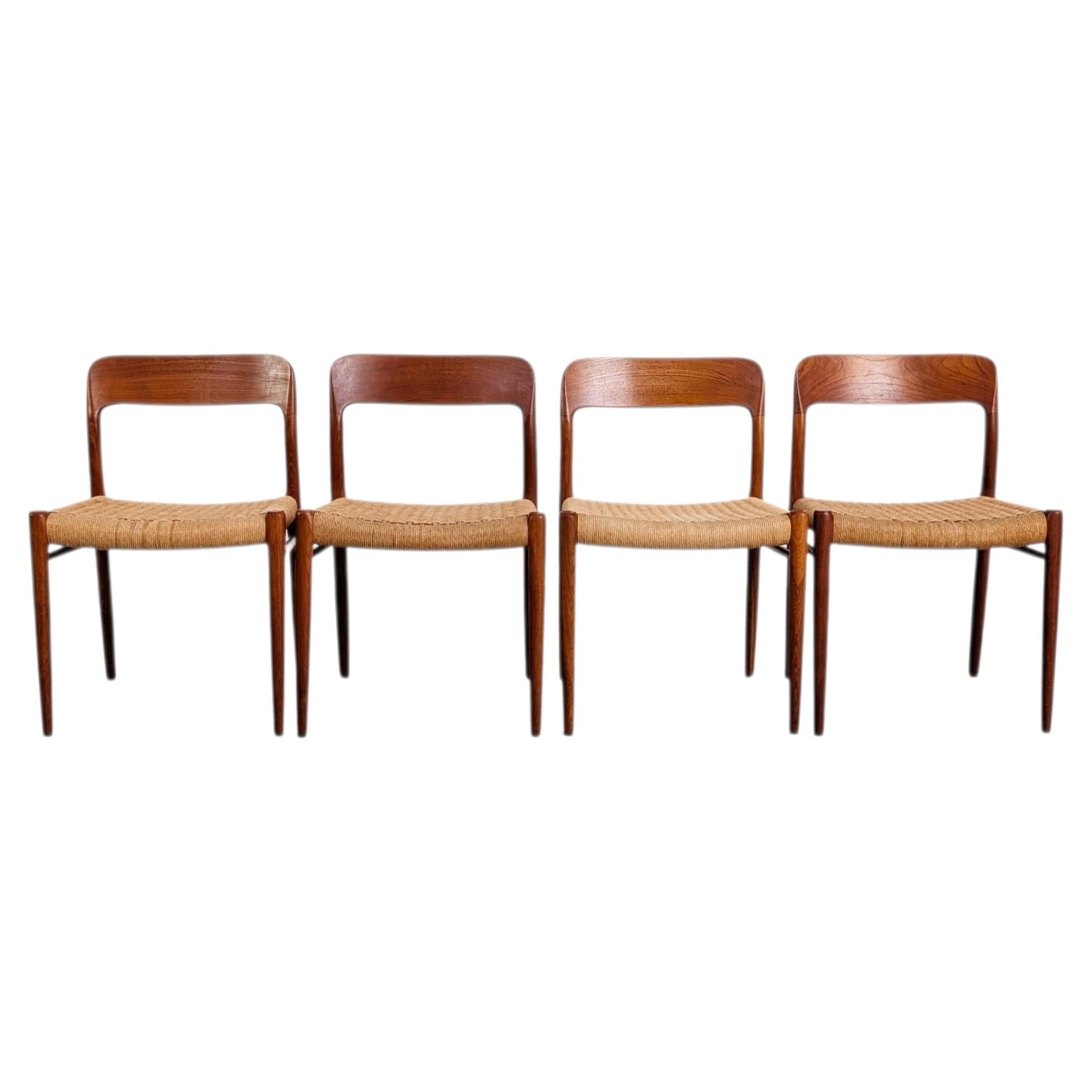 4er Set Stuhl JL Mollers Modell 75 Niels Otto Møller Teak Vintage