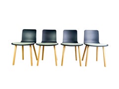4er Set Vitra Stühle HAL Wood mit Sitzpolster Jasper Morrison Design