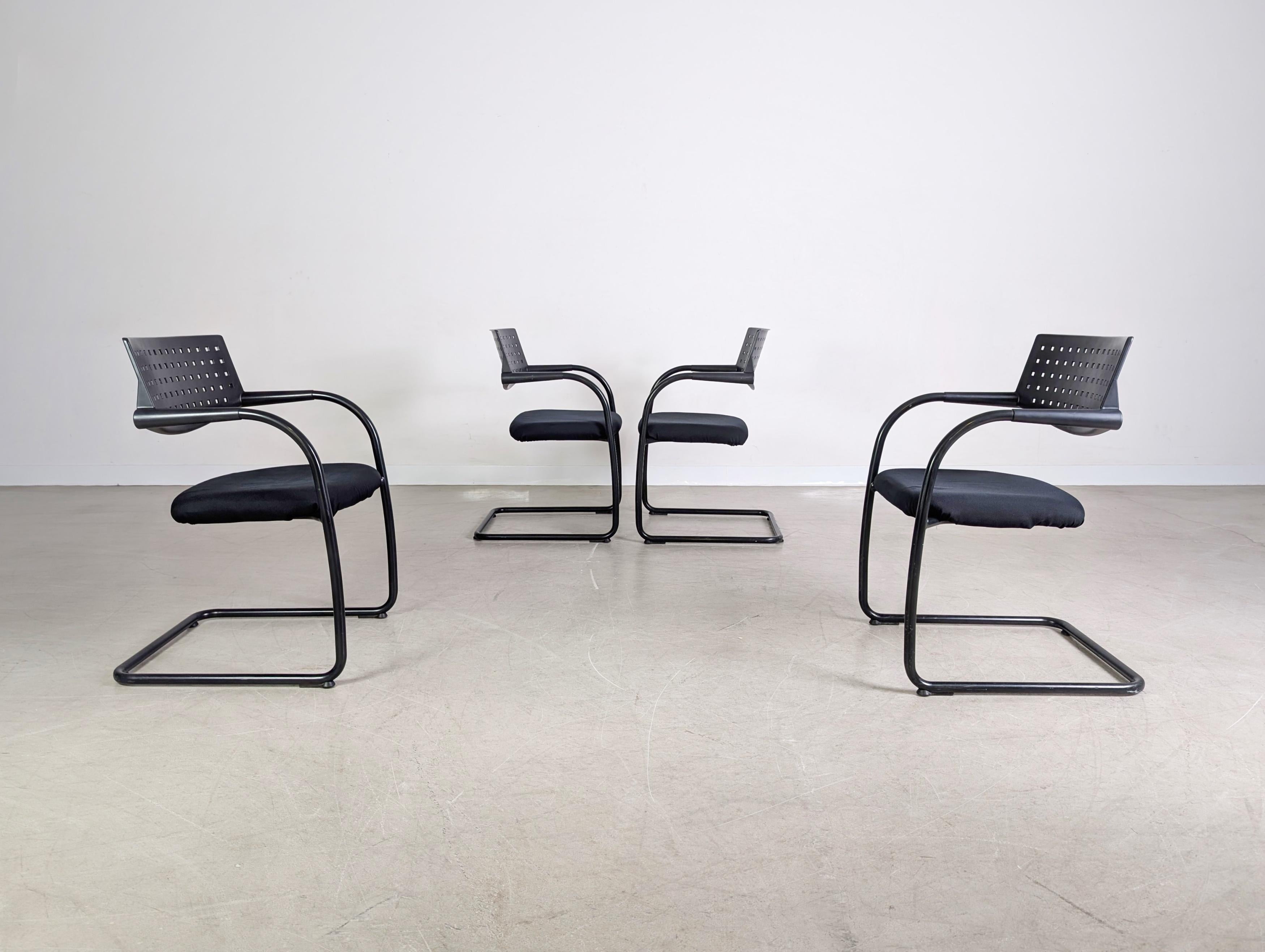 XXIe siècle et contemporain 4er Set Vitra Visavis Stühle Design Freischwinger Armlehnstuhl en vente