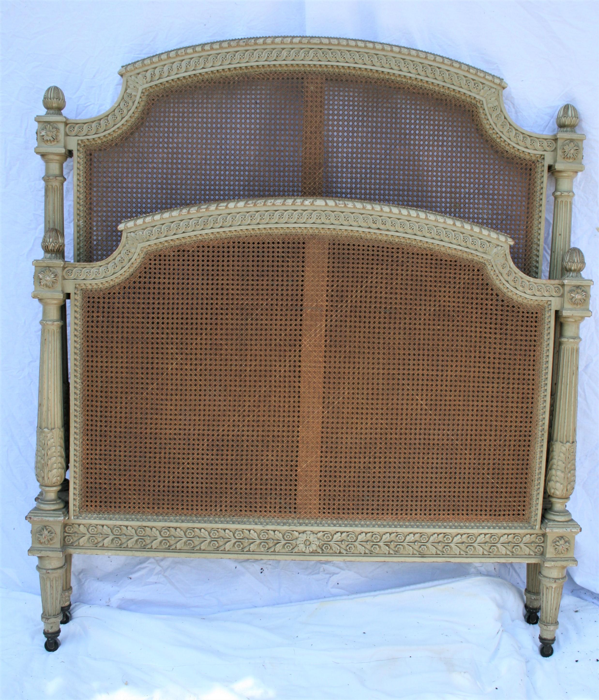 Caning French Caned Bed by Kriger For Sale