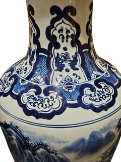 4ft Tall Blue and White Chinese Vase