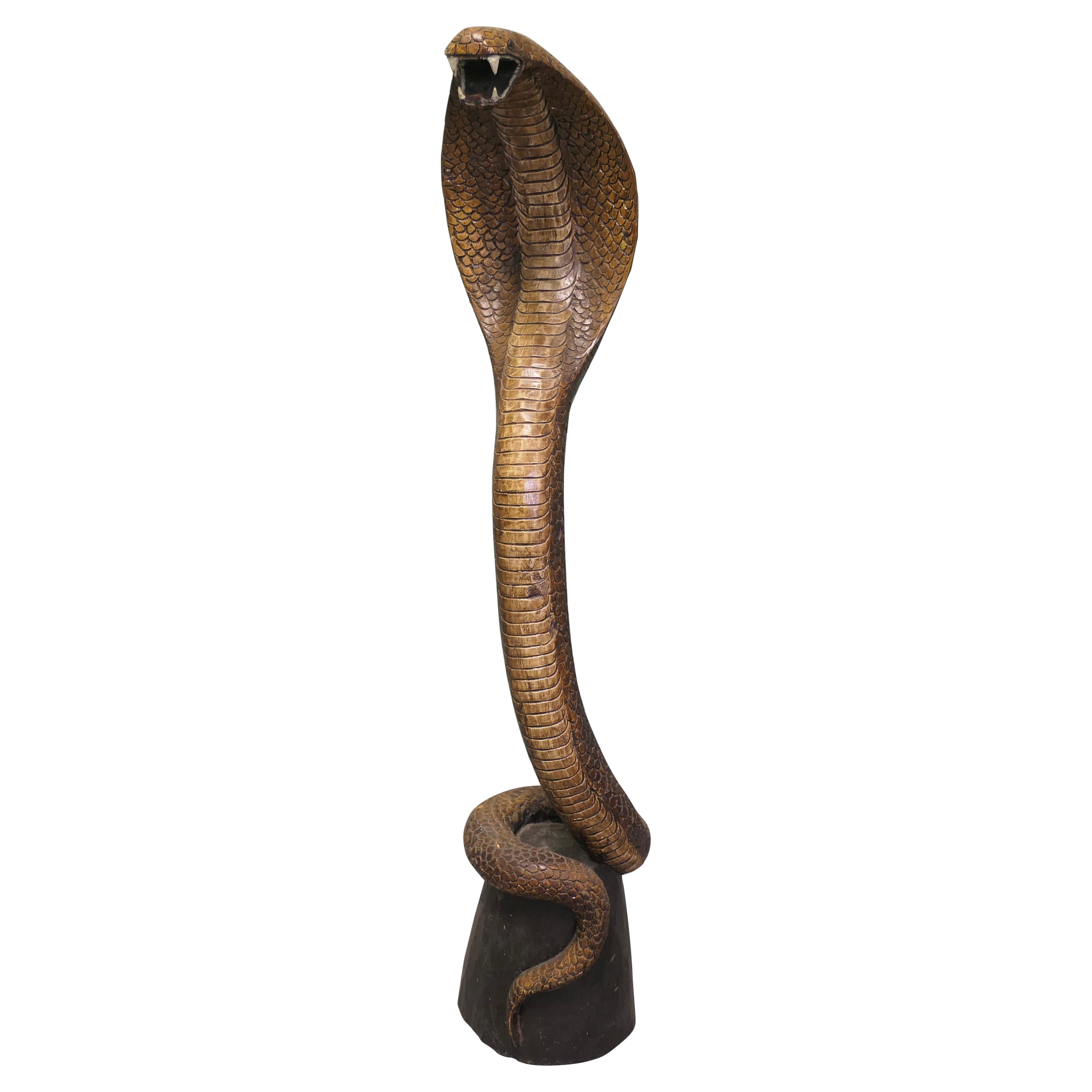 Cobra di legno intagliato a mano alto 4 piedi