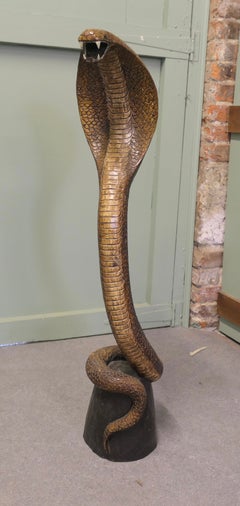 4ft Tall Hand geschnitzt hölzerne Kobra