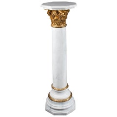 White Marble and Ormolu Mounted Pedestal, 20th Century