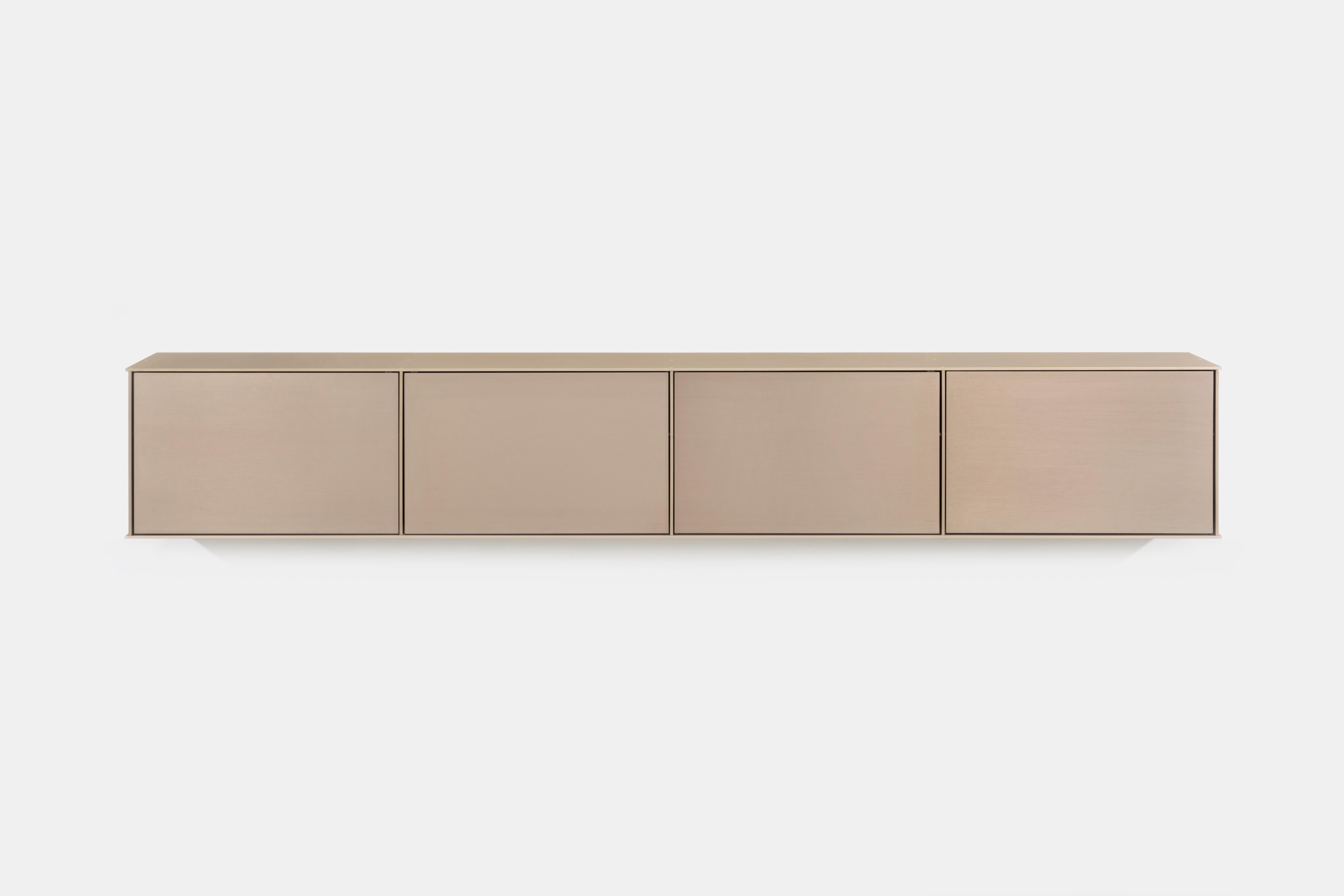 Minimalist 4G Wall-Mounted Shelf with Doors in Anodized Aluminum Plate by Jonathan Nesci For Sale