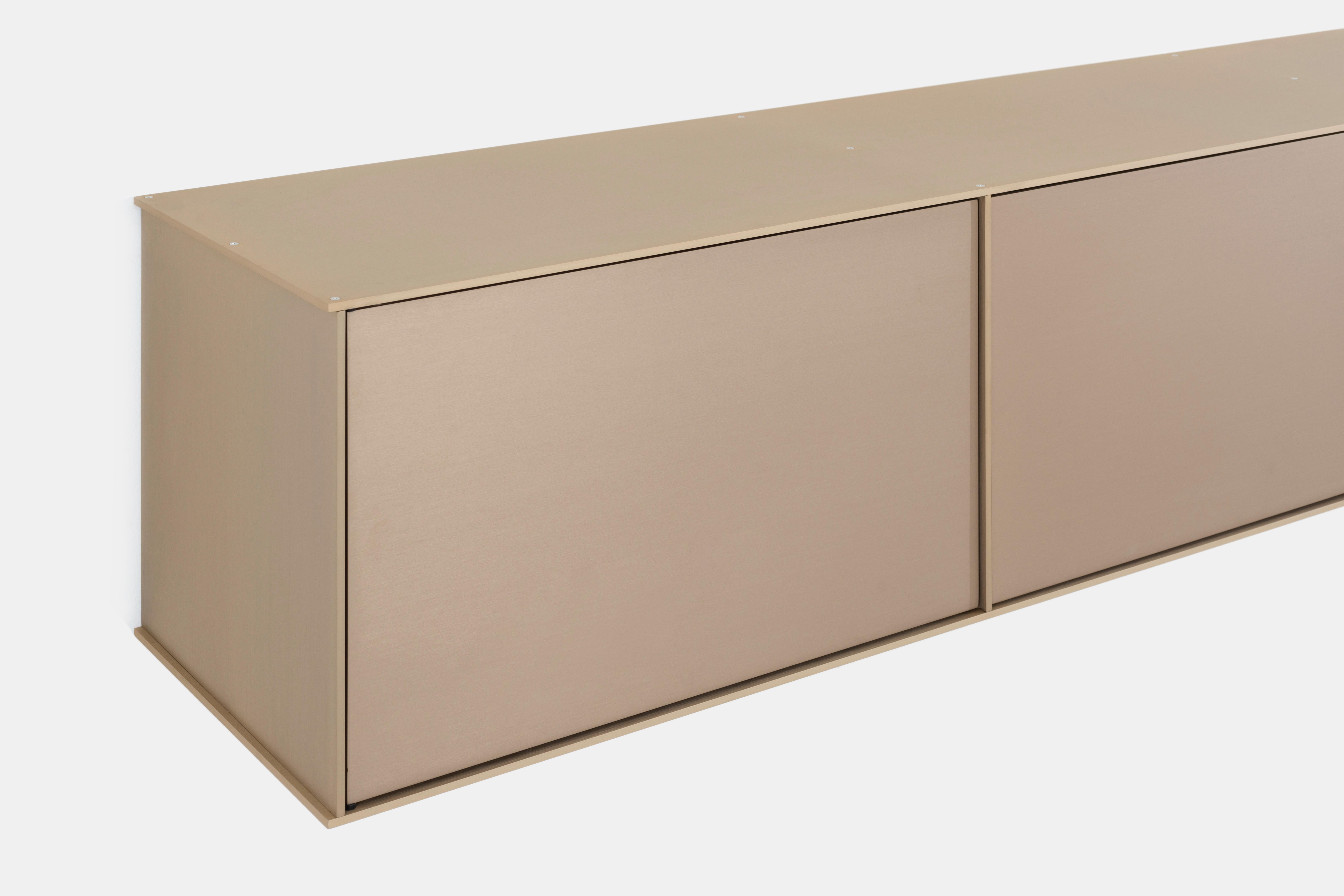 4G Wall-Mounted Shelf with Doors in Anodized Aluminum Plate by Jonathan Nesci For Sale 2