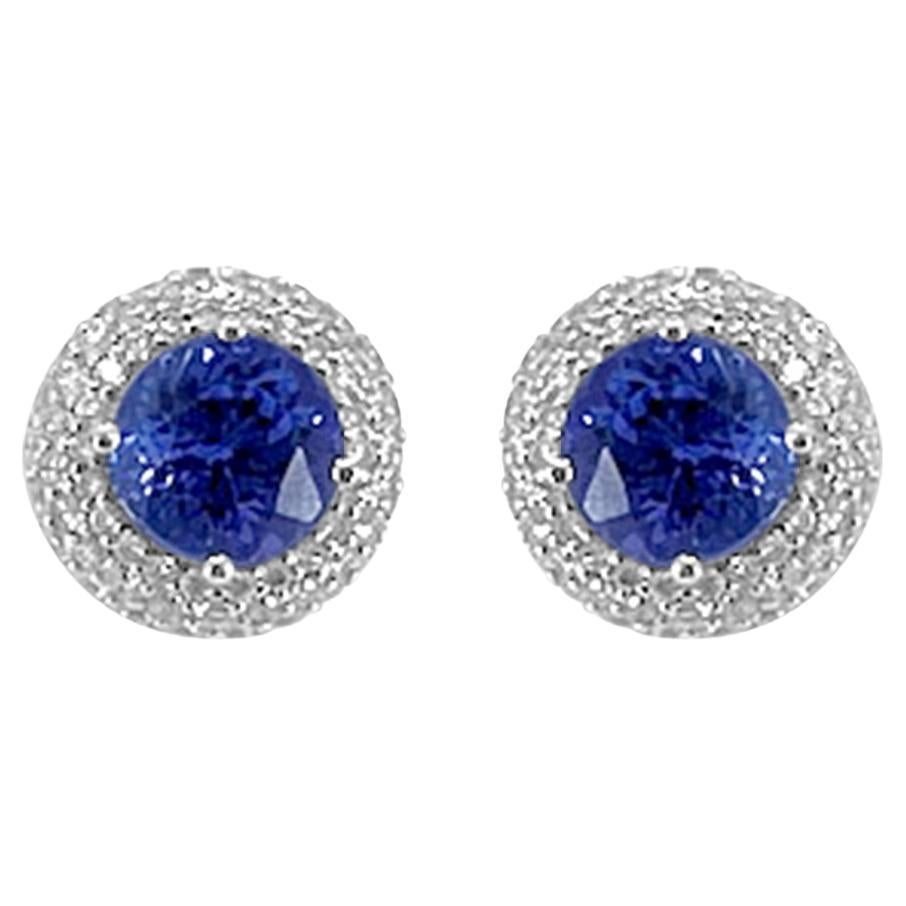 14K White Gold 3.50cts Tanzanite and Diamond Earring. Style# TS1132E For Sale