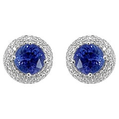 14K White Gold 3.50cts Tanzanite and Diamond Earring. Style# TS1132E
