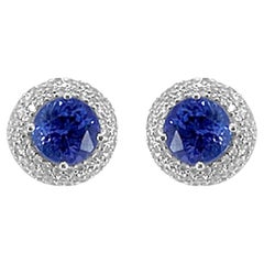 Boucle d'oreille en or blanc 14K 3.50cts Tanzanite et Diamant. Style# TS1132E