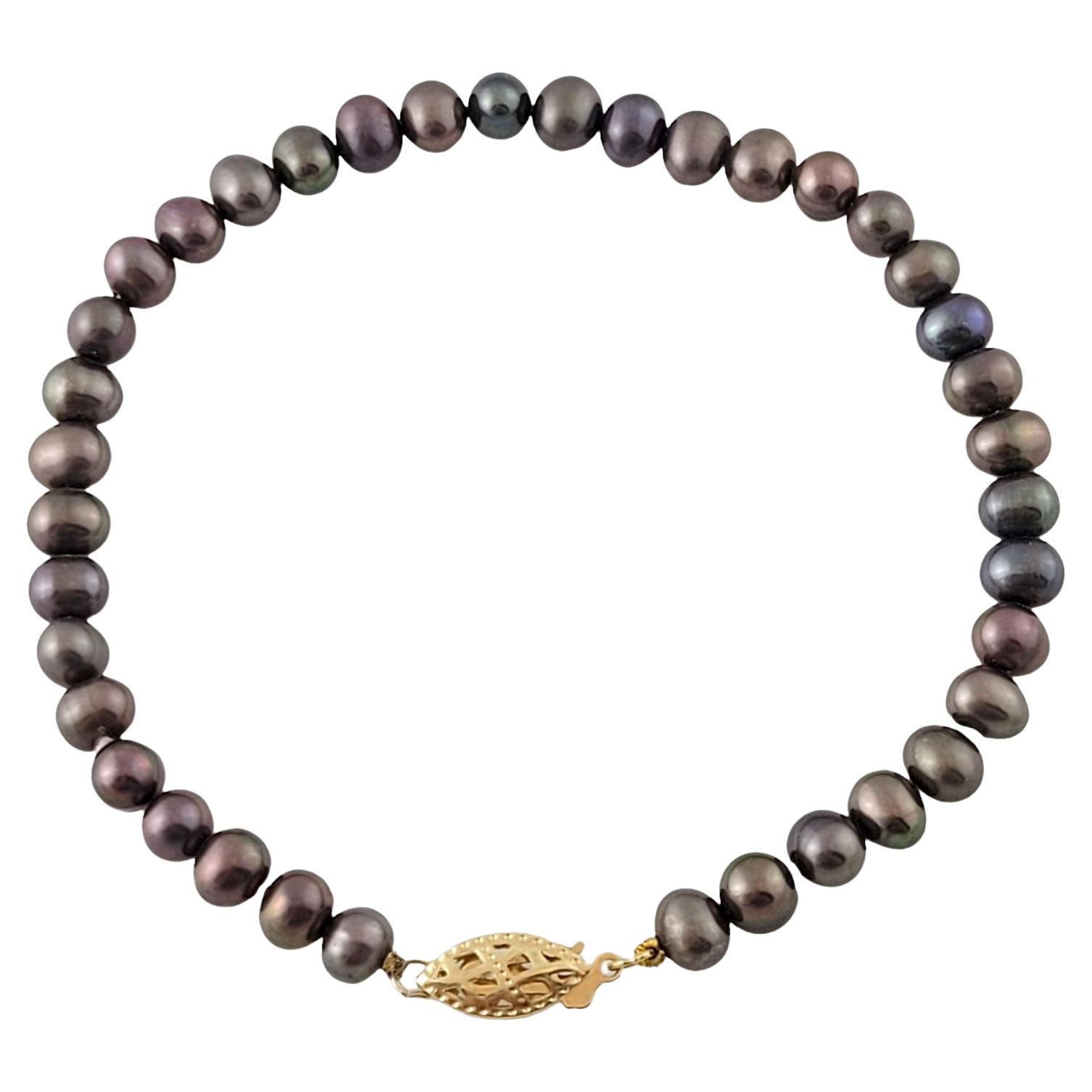 Bracelet en or jaune 4 carats avec perles d'eau douce noires n° 13585